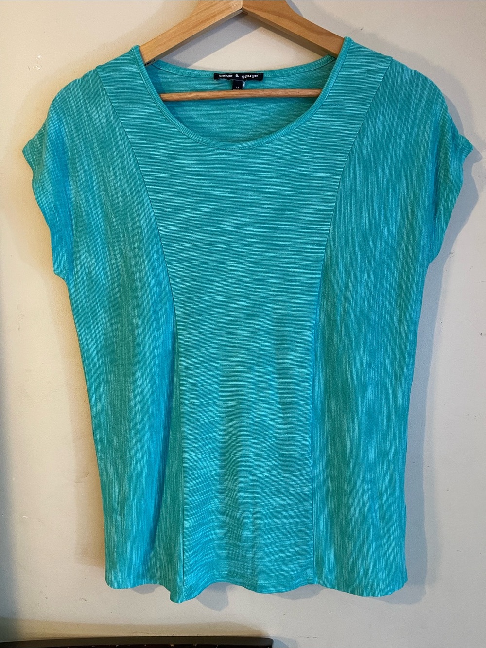 Cable & Gauge Seafoam Mint Green Princess Seam Short Sleeve Top M AsIs